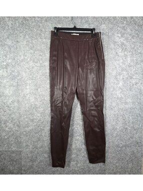 BOSS Hugo Boss Women's Simounia Taslima Brown Faux Leather Skinny Pants Size 4